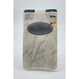 Vtg Big Mama Lycra Sheer Control Top Pantyhose Cotton Shield White Size XL